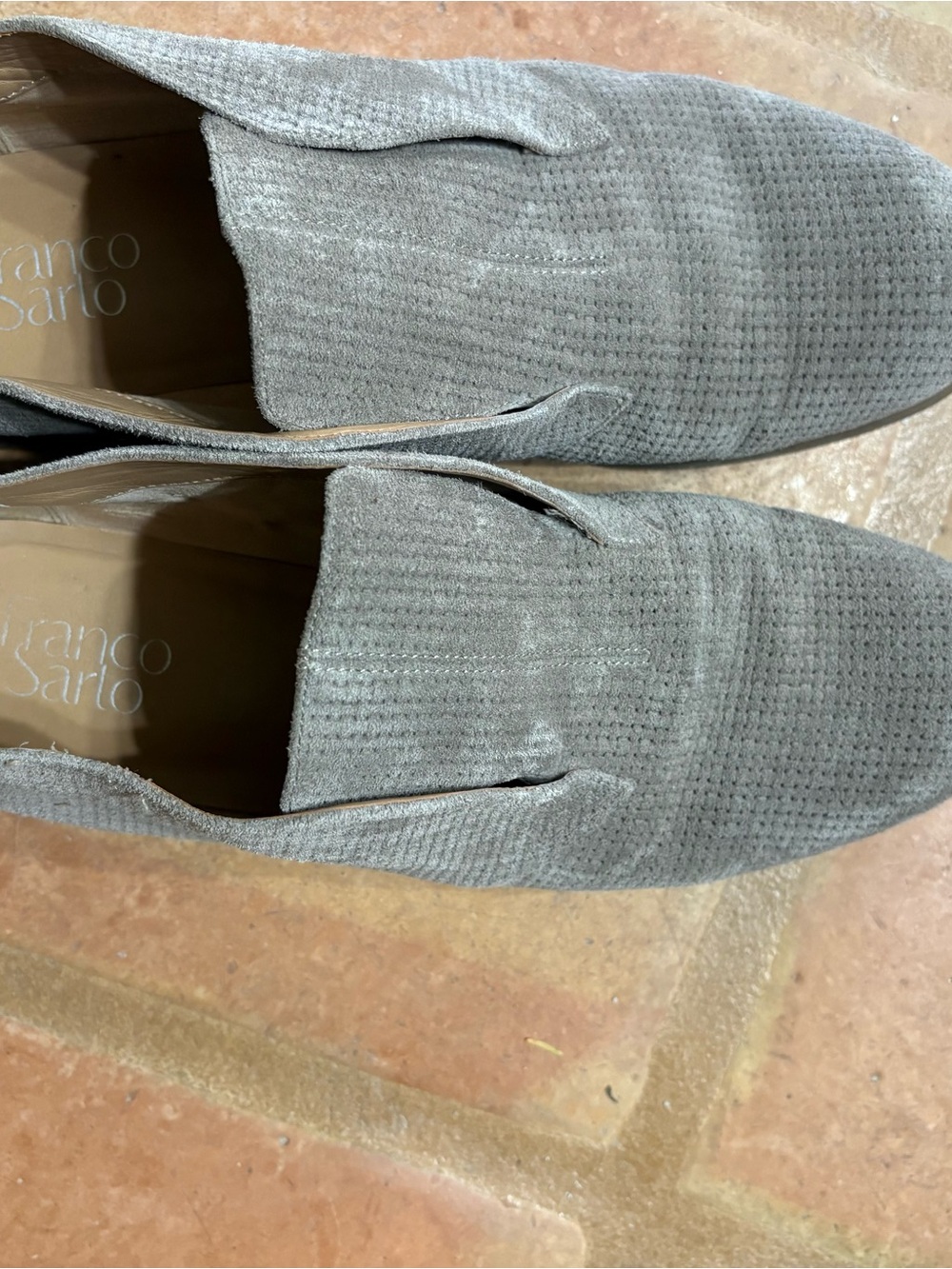Franco Sarto Light Gray Suede Slip-On Loafers